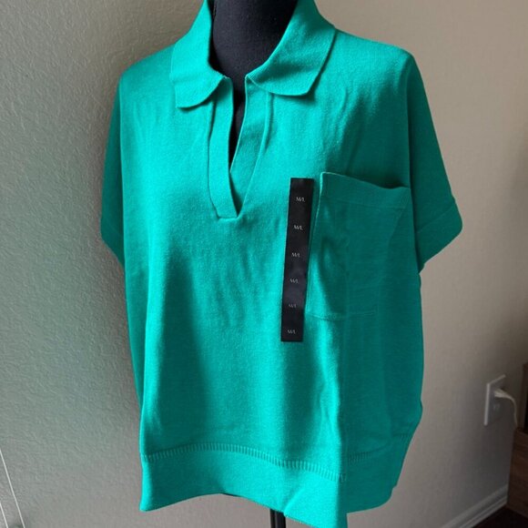 NWT BANANA REPUBLIC Oversized Johnny-Collar Green Sweater Women's Size M/L - Picture 1 of 10